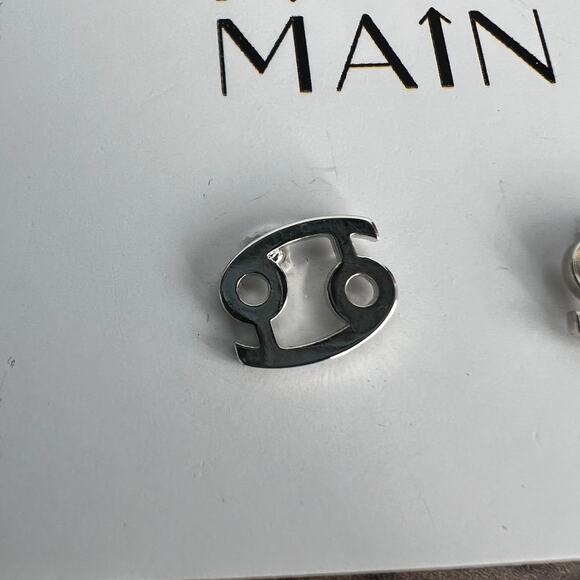 New silver tone cancer astrological horoscope small post earrings - Picture 4 of 4